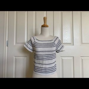 Japna Short Sleeve Striped Crinkle Top Size L NWT